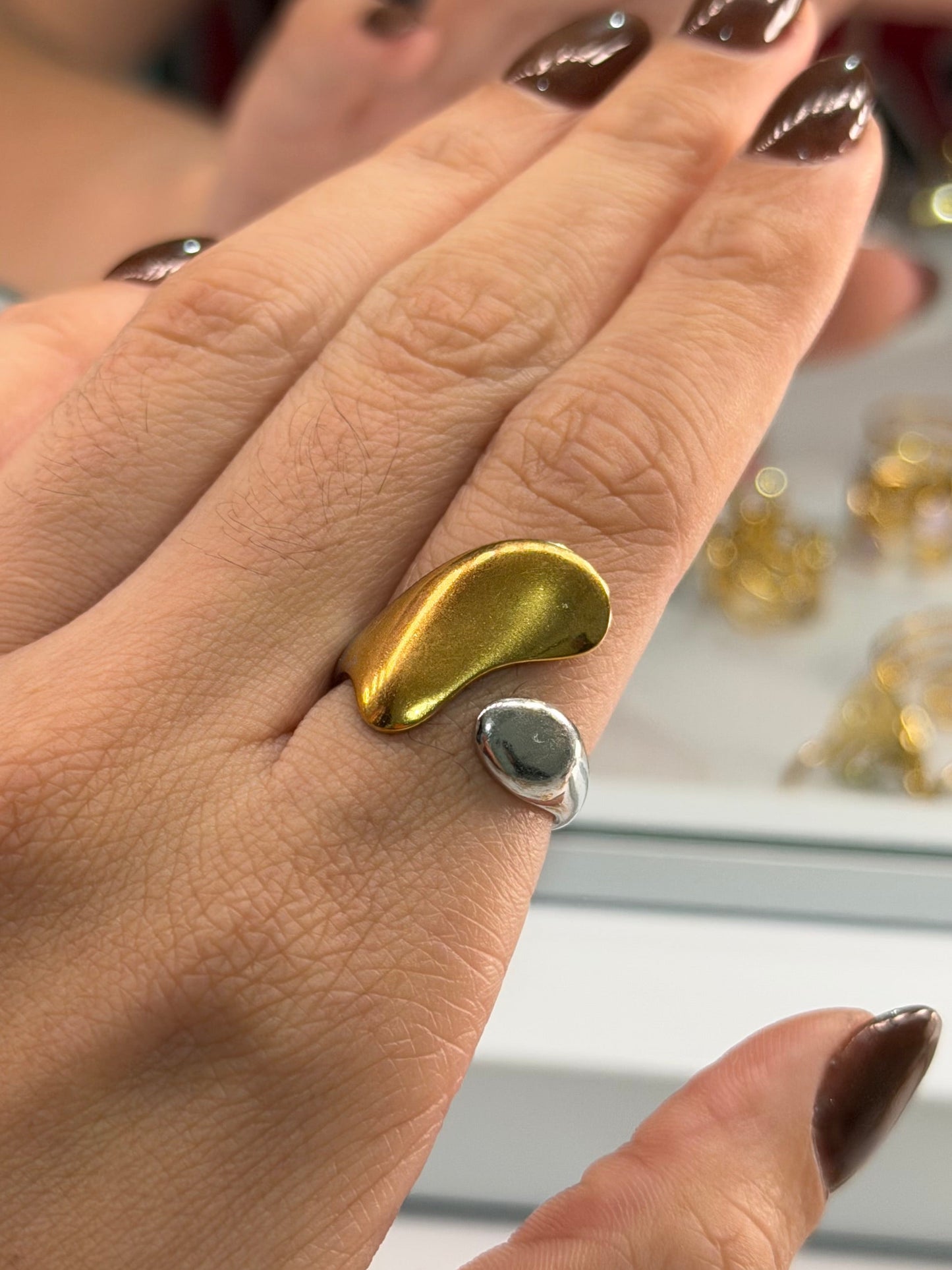 anillo gota derretida bicolor
