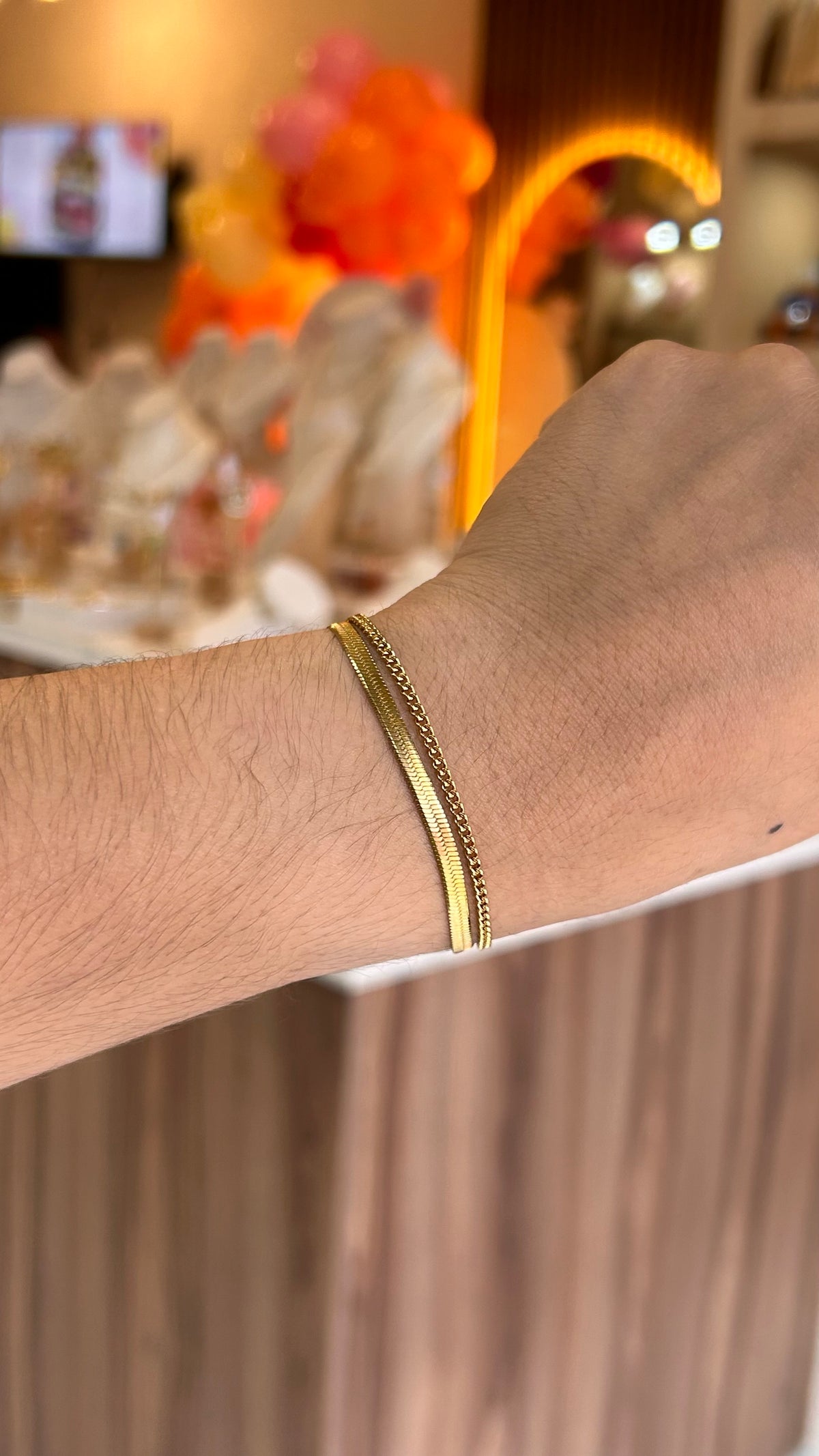 pulsera doble lisa cadena dorada