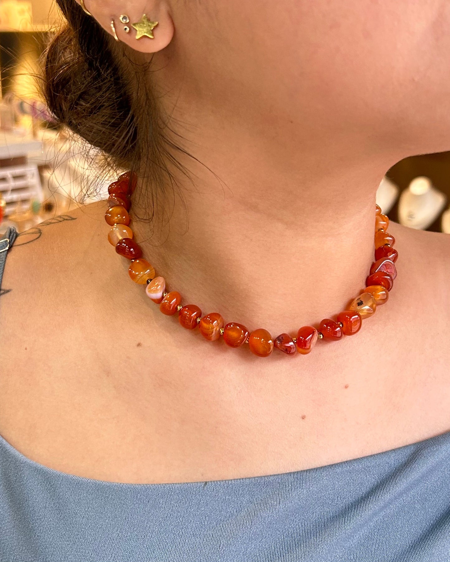 Collar piedra naranja
