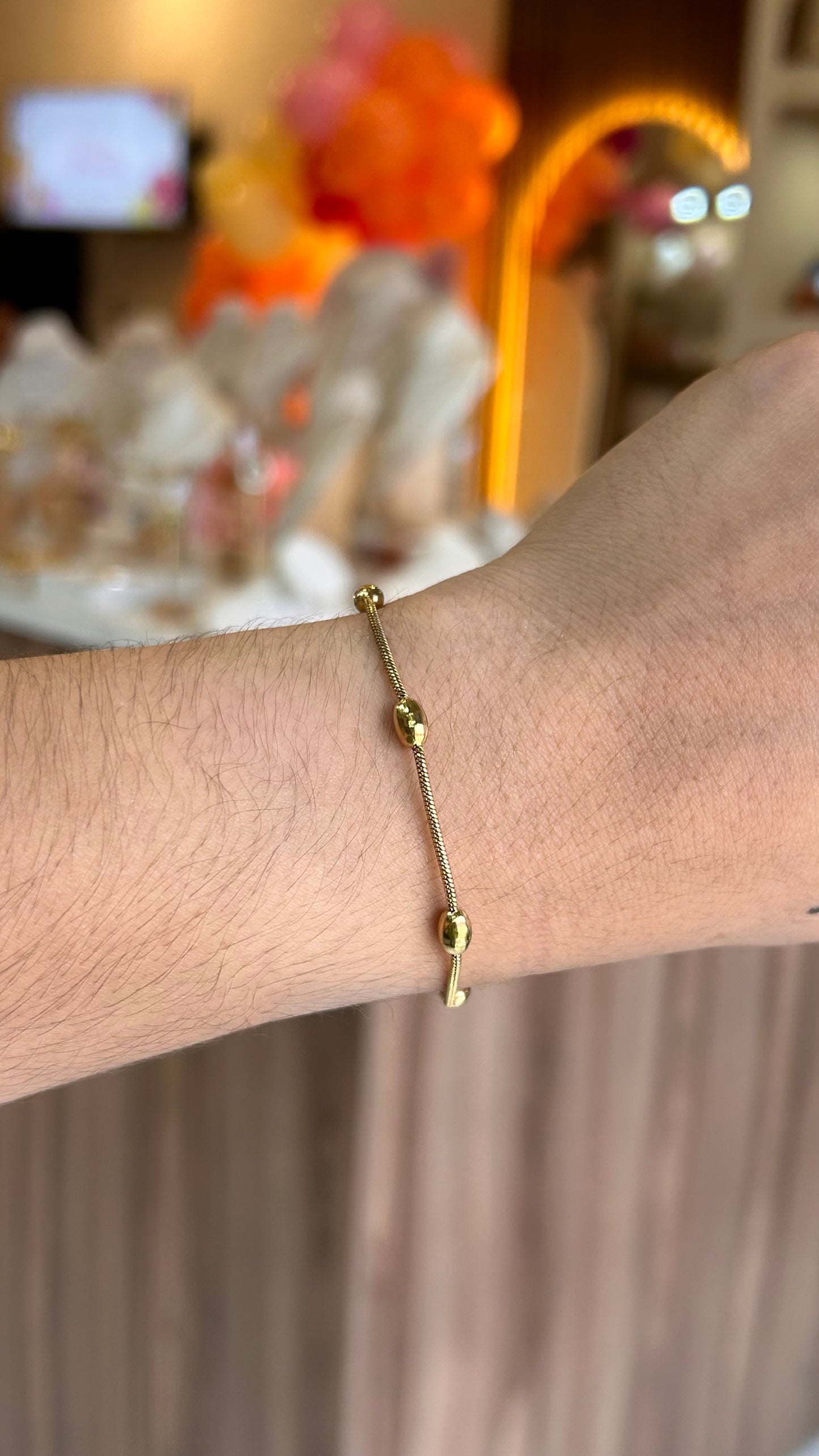pulsera basica balines dorado