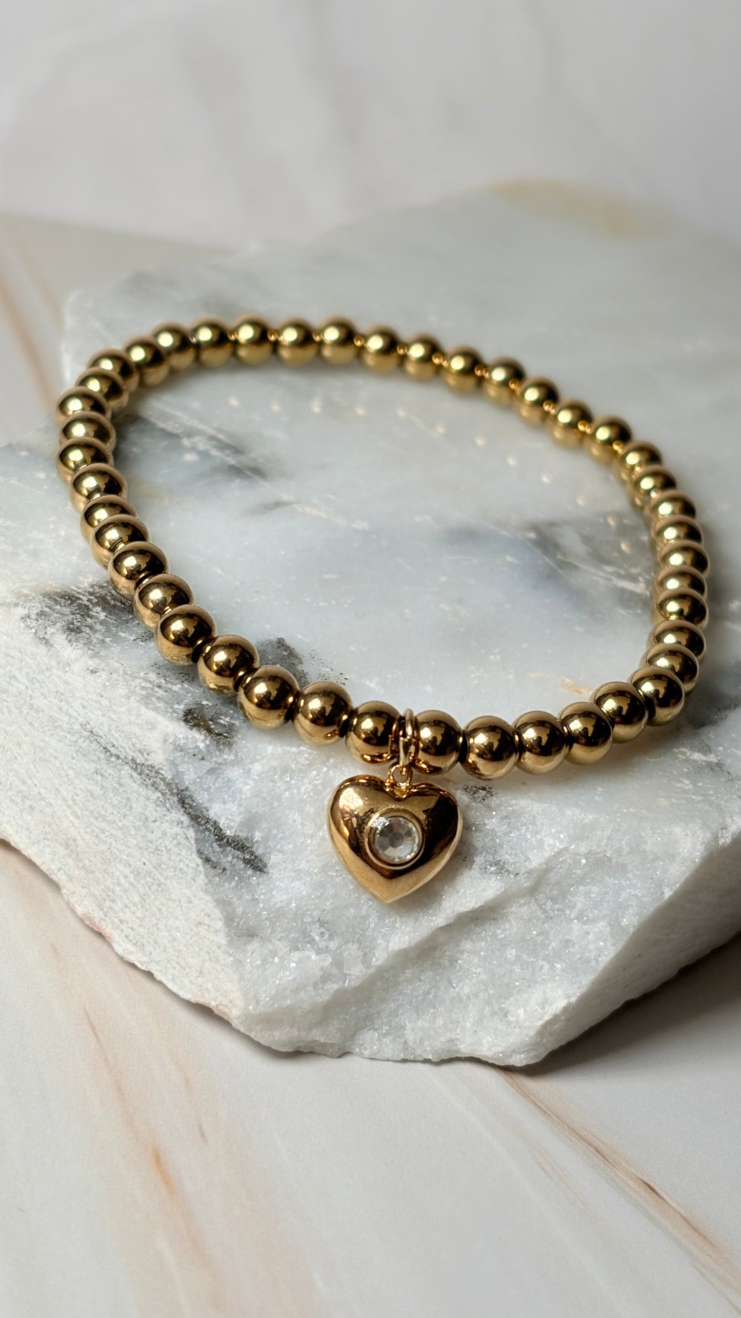 pulsera balines dije corazon dorado
