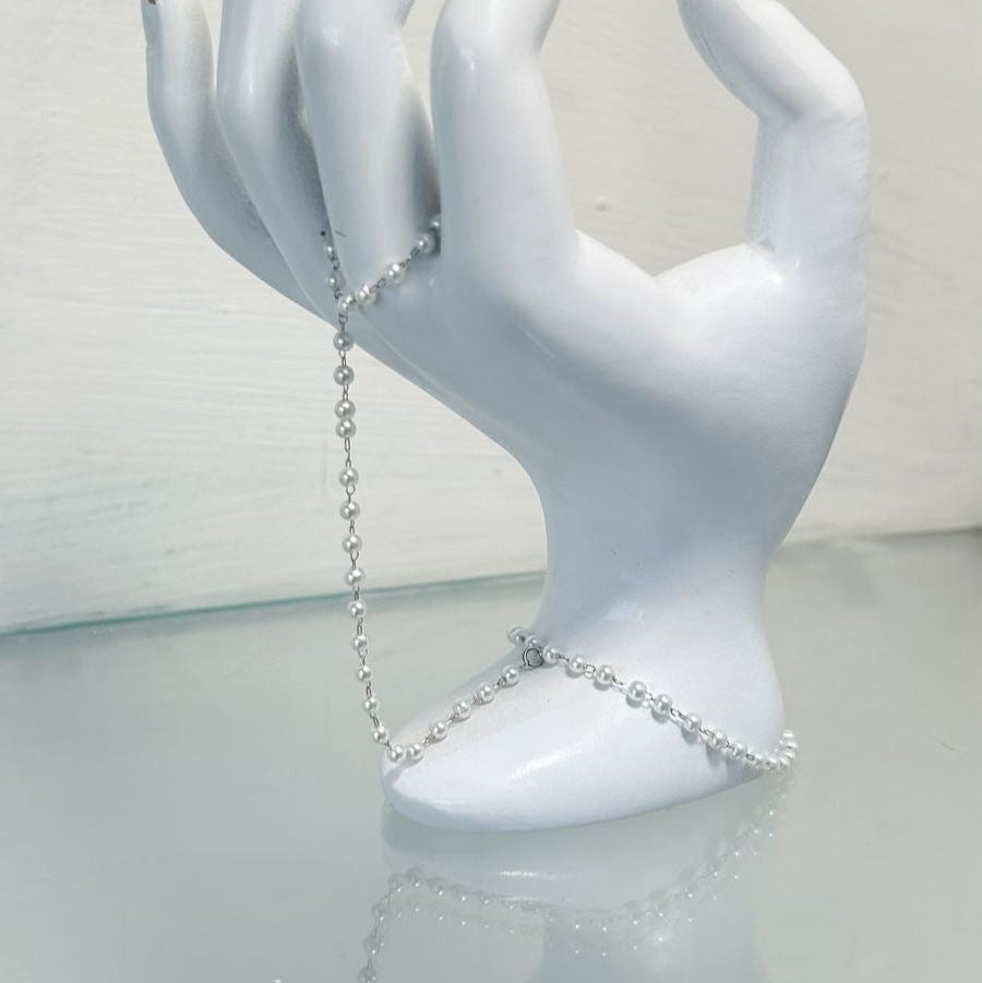 Pulsera & Anillo Perlas Plata
