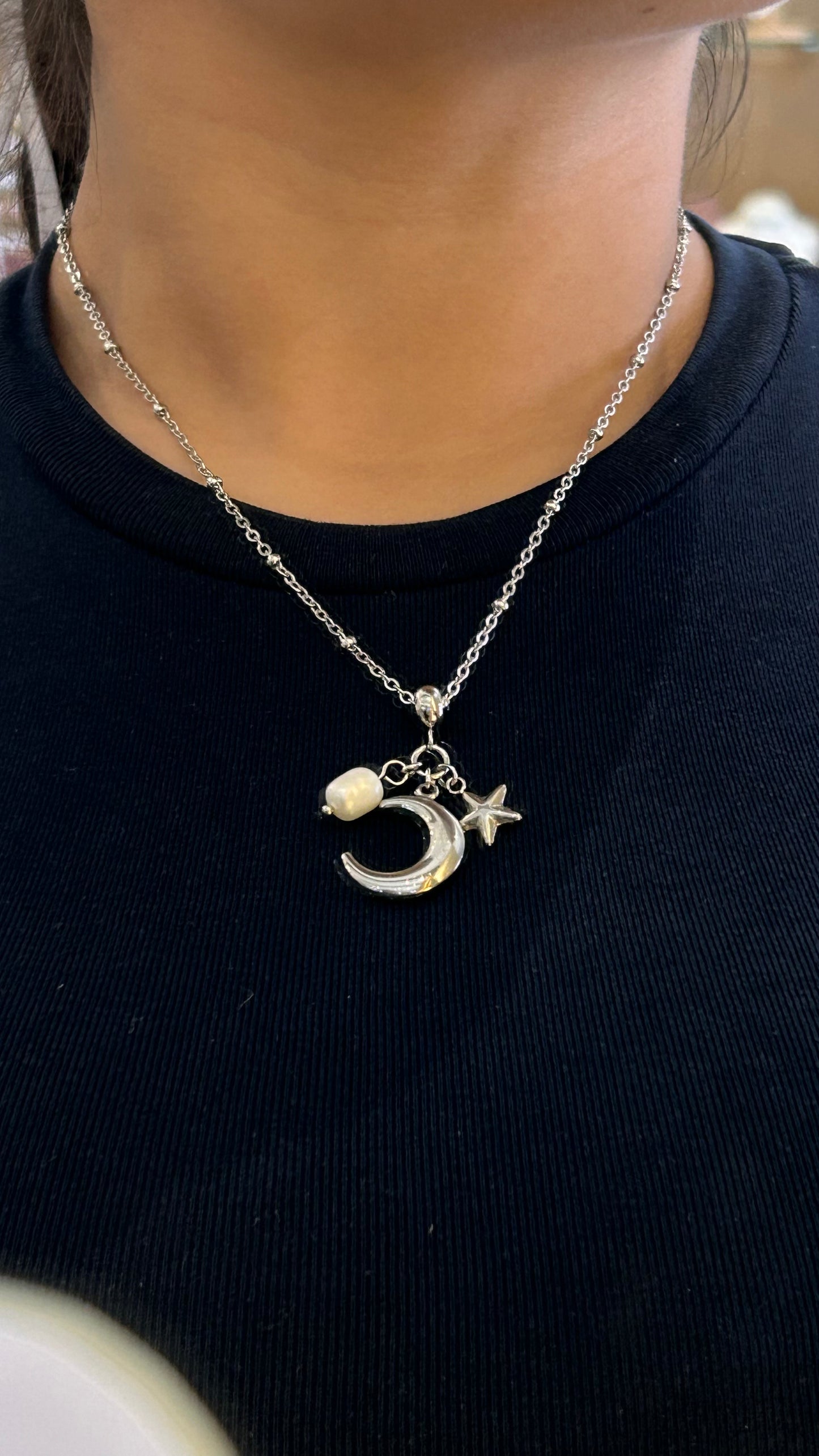 Collar luna charm plata
