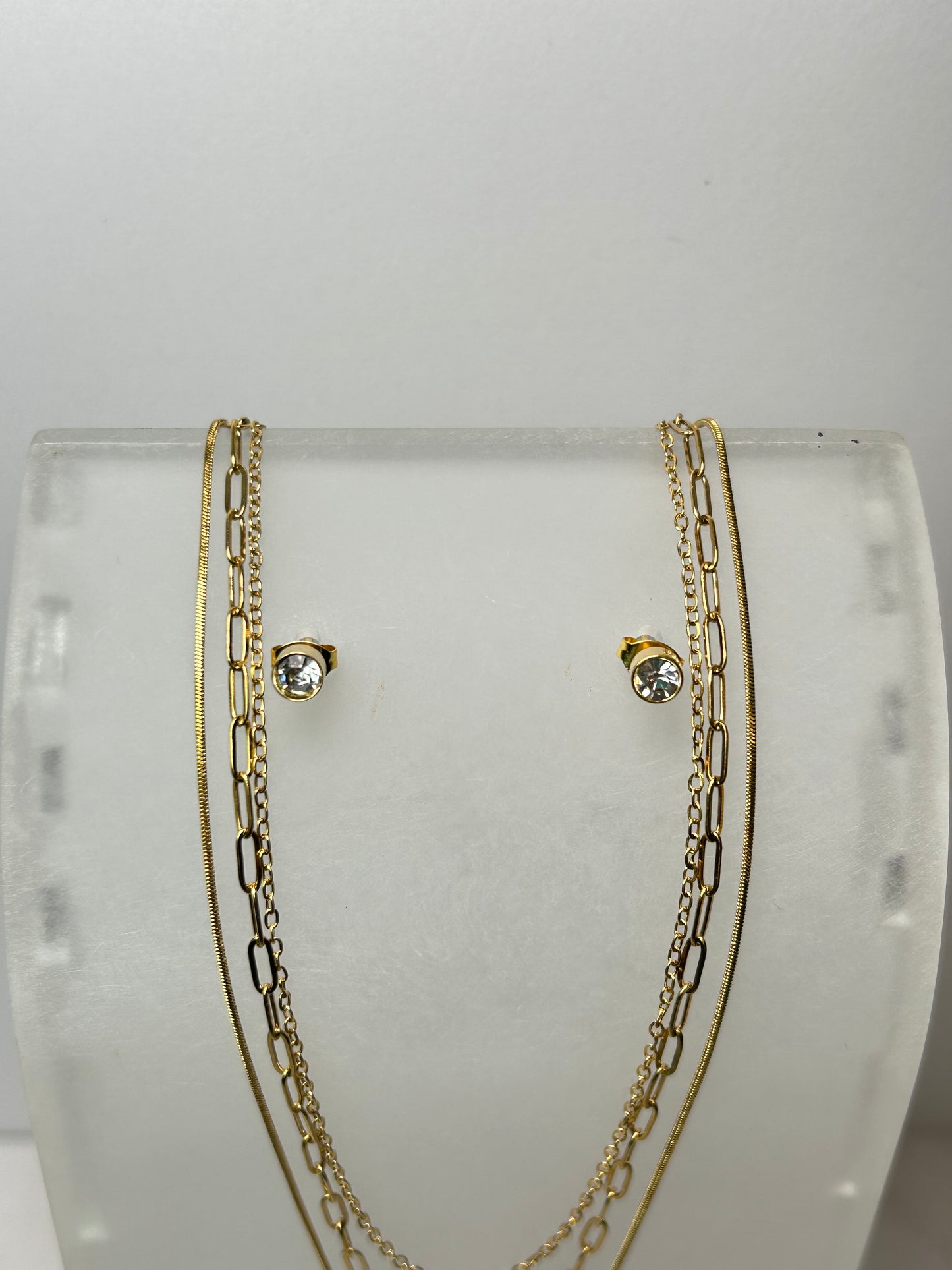 Collar & Aretes trio brillante