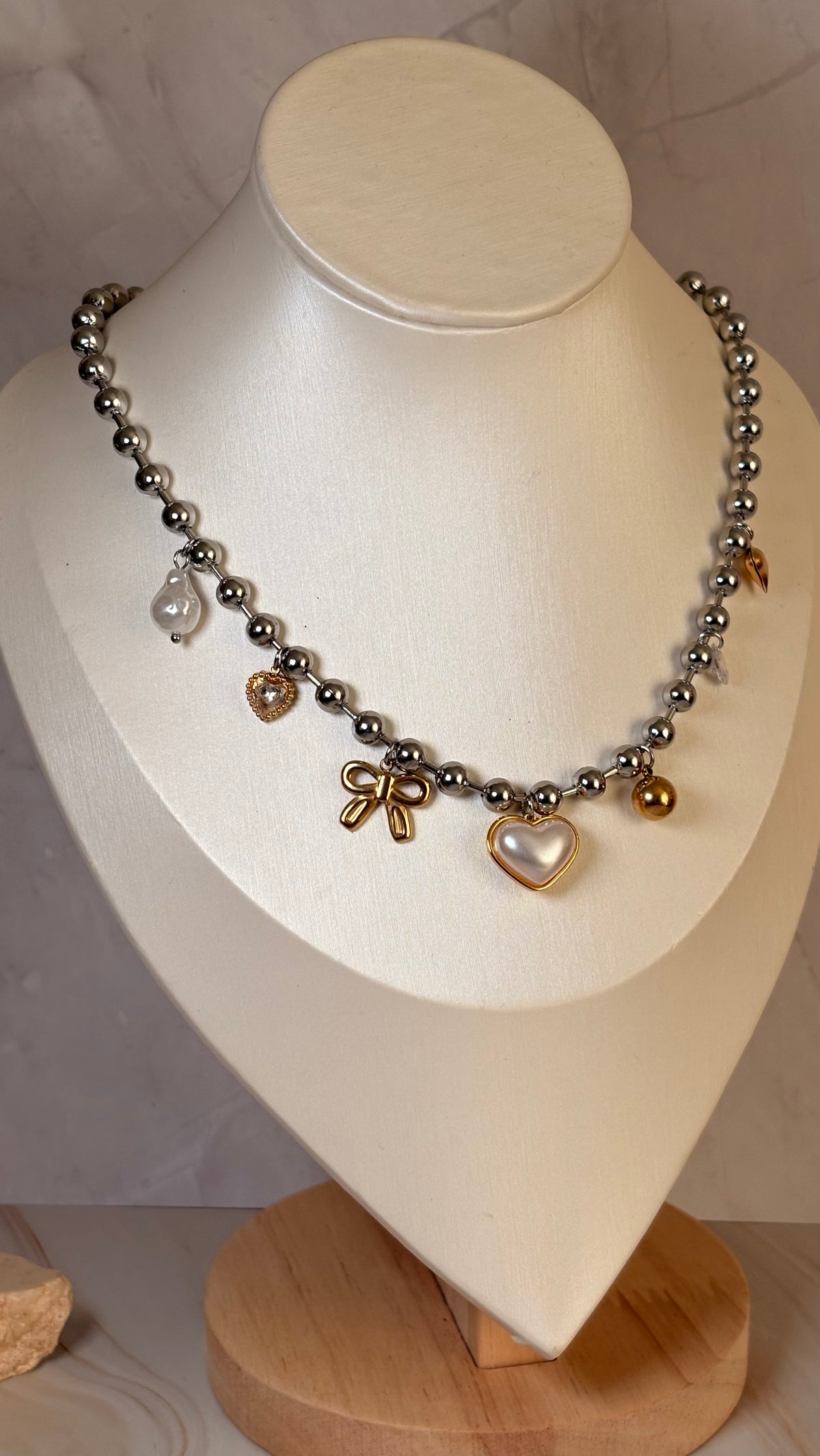 Collar charms plata corazón