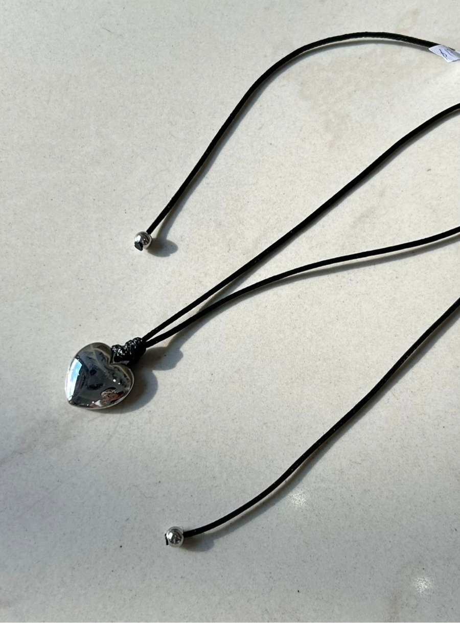 Cadena Corazon Plata Caucho