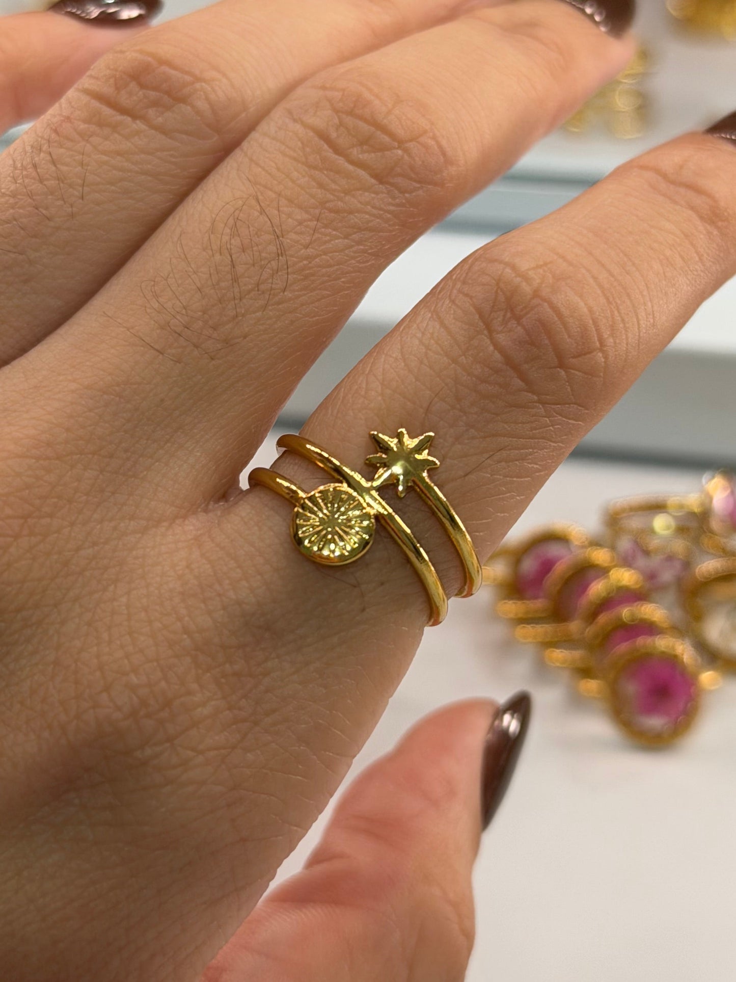 Anillo destello mini dorado