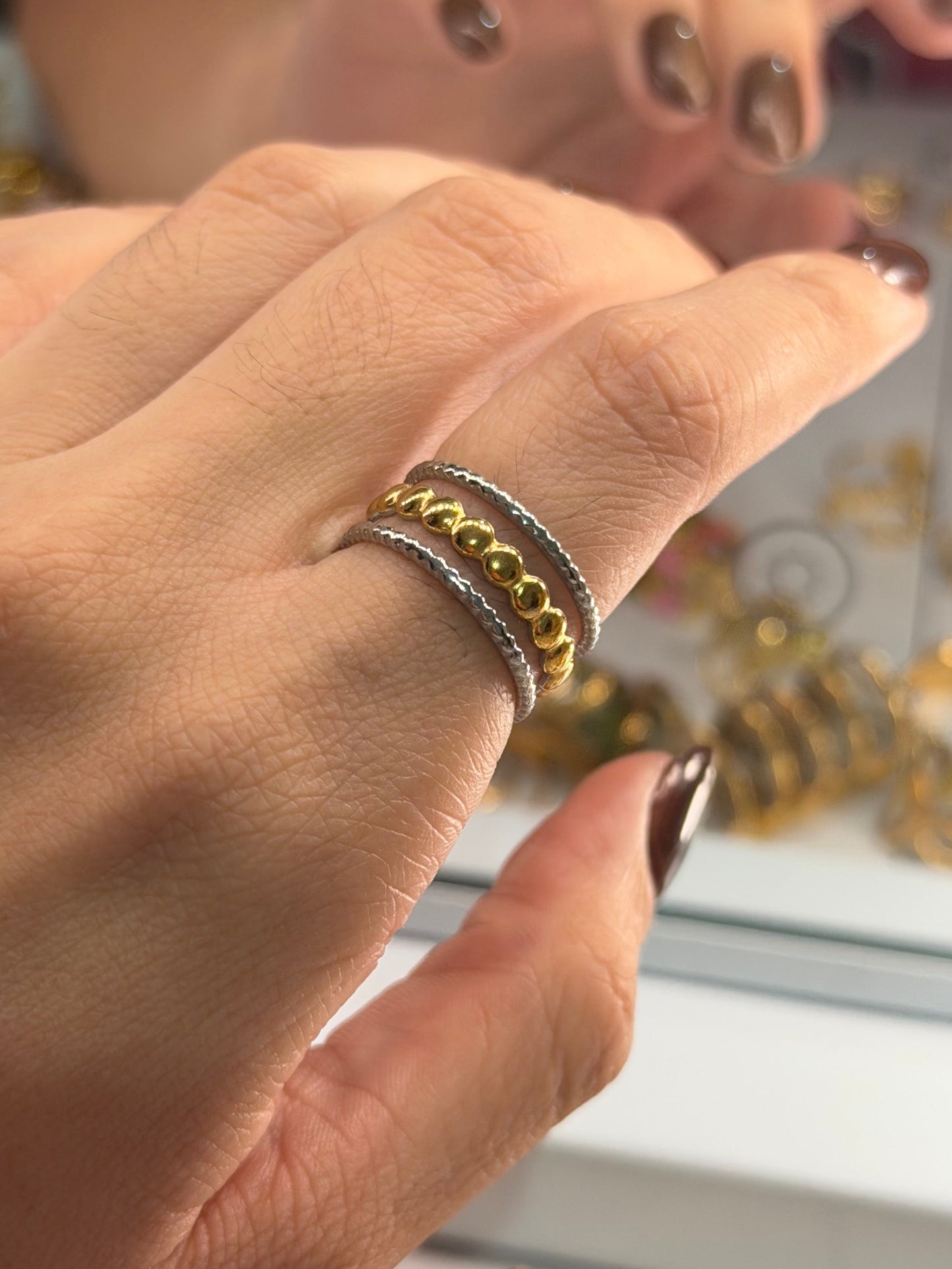 Anillo triple bubble bicolor