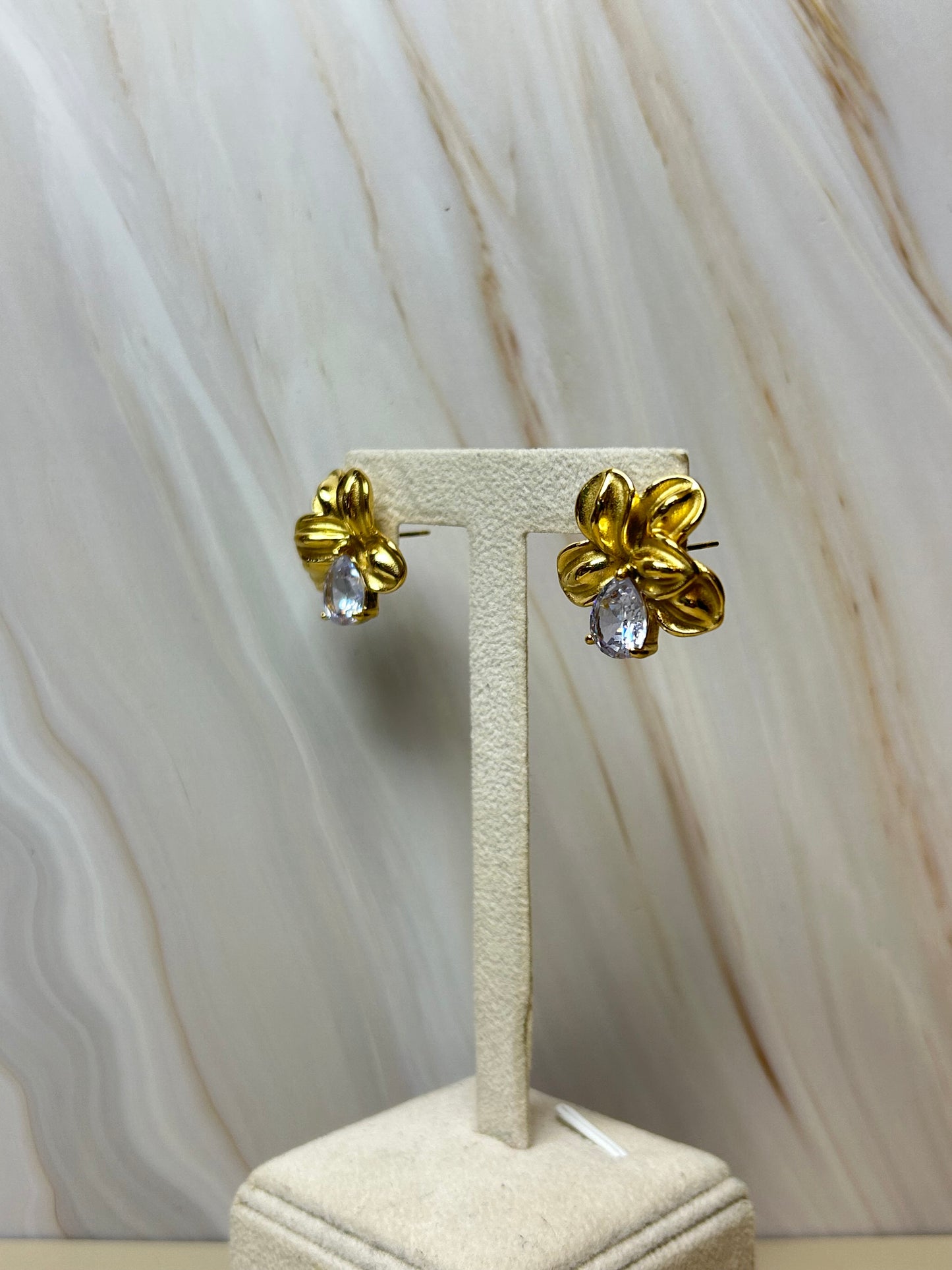 Aretes flor brillante