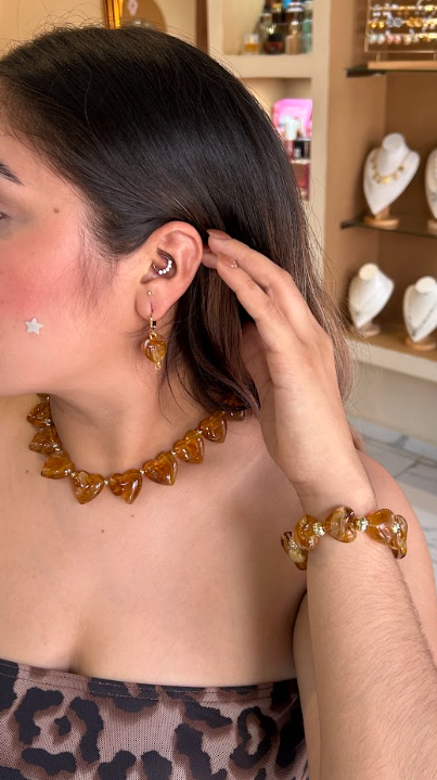 Collar, Aretes & Pulsera Jade Heart