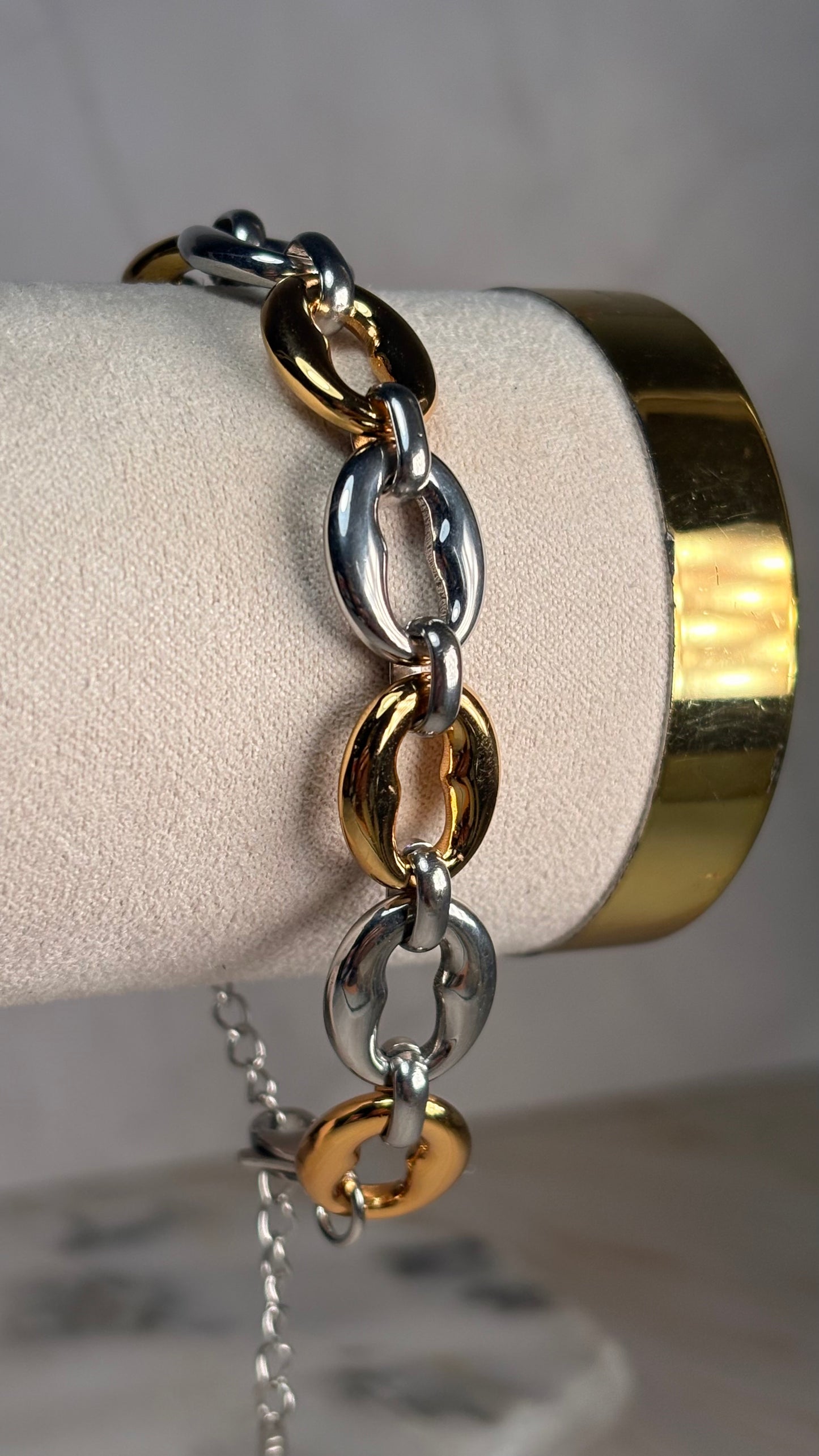 pulsera eslabones bicolor