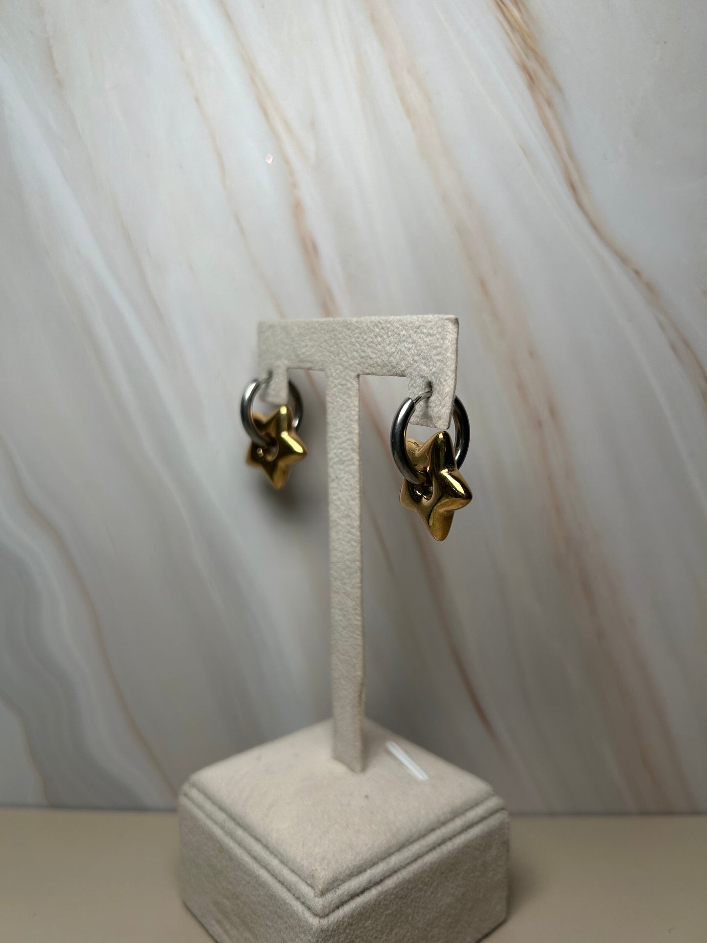 Aretes estrella bicolor