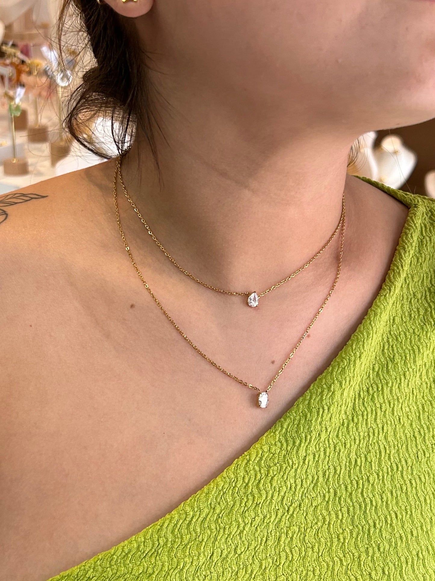 Collar doble brillo mini