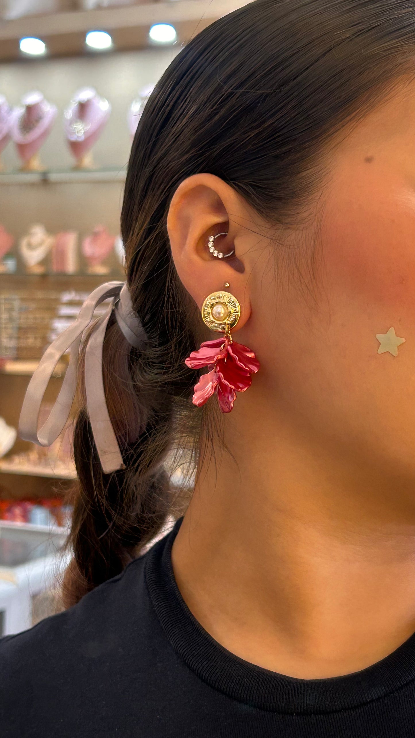 Aretes Acrylic Rain Fucsia
