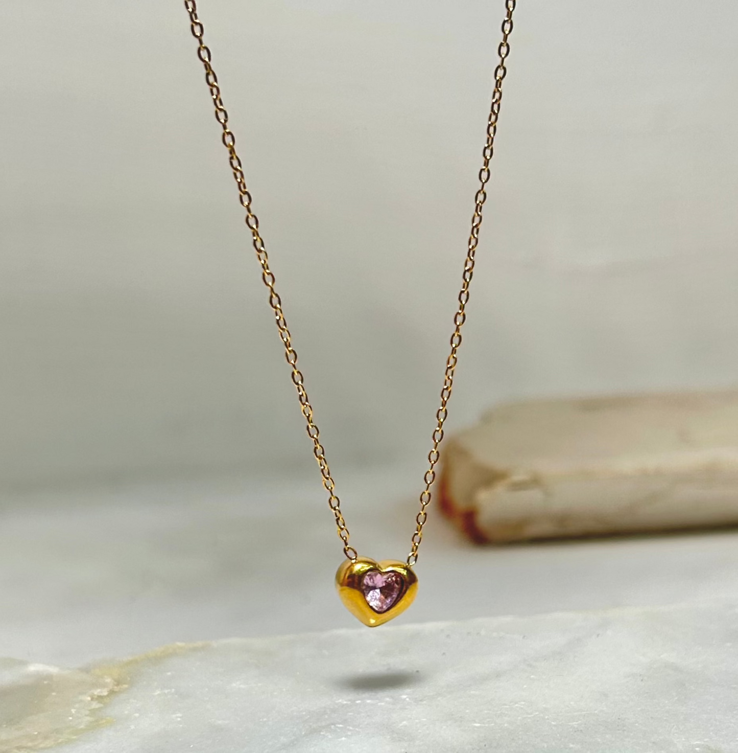 Collar heart rosa