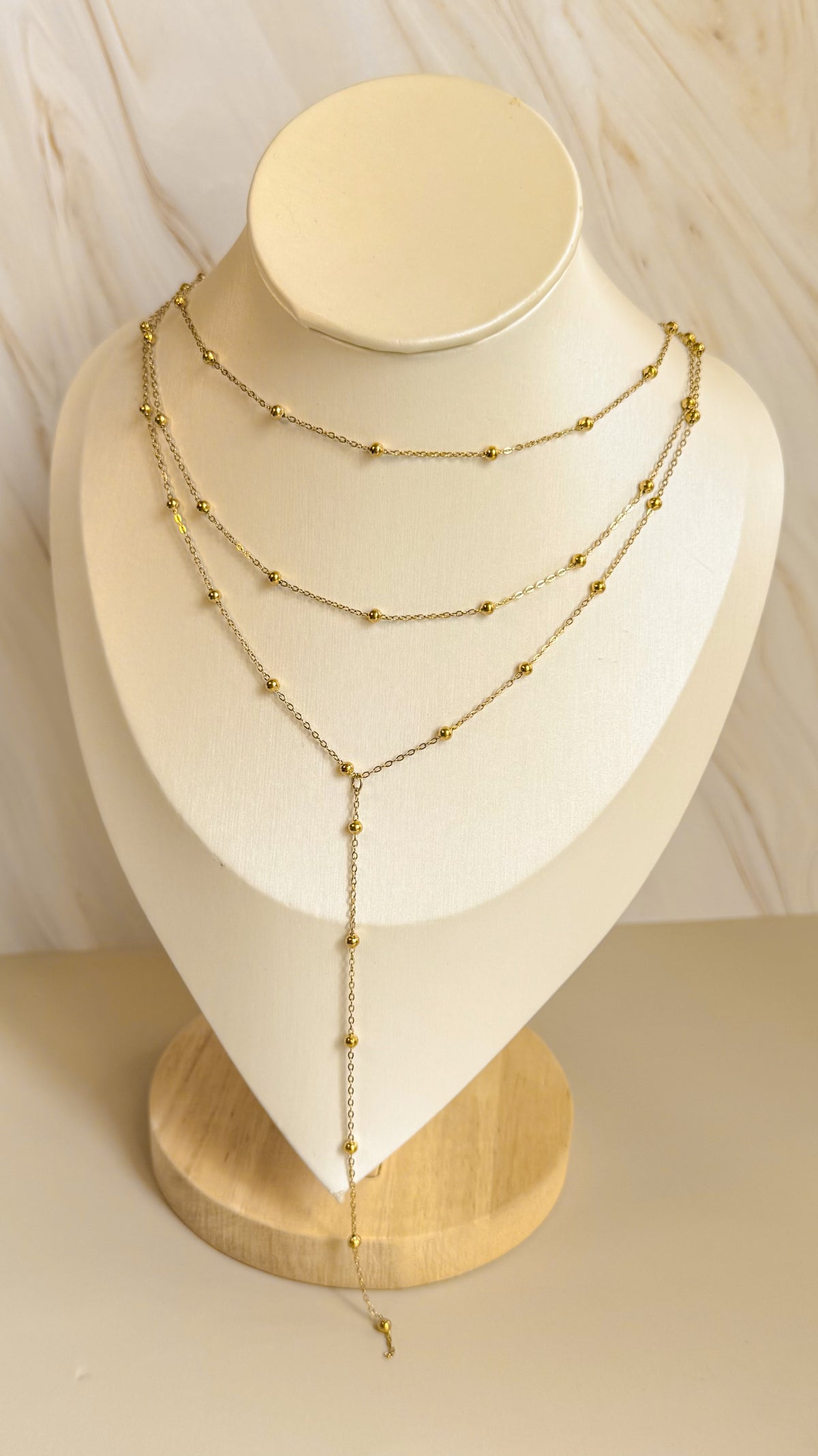 Collar Corbatero Triple Dorado