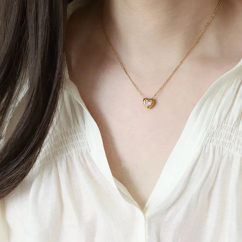 Collar heart rosa