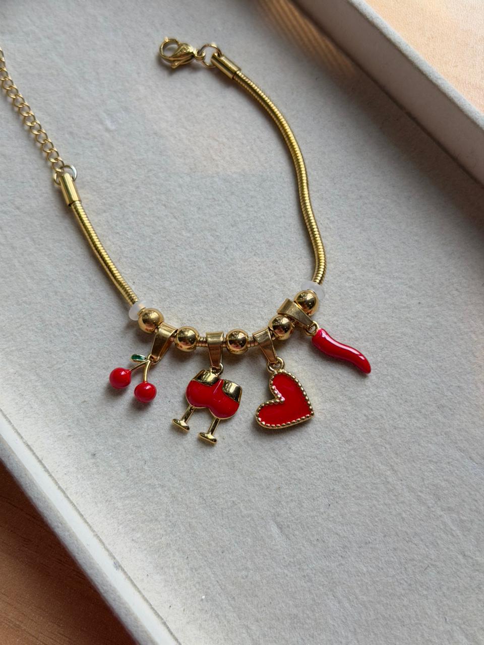 Pulsera Charms Rojo