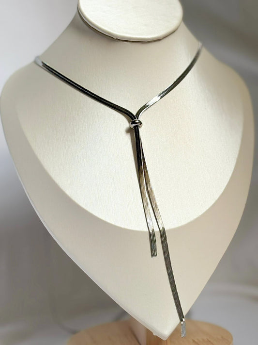 corbatero liso ajustable plata