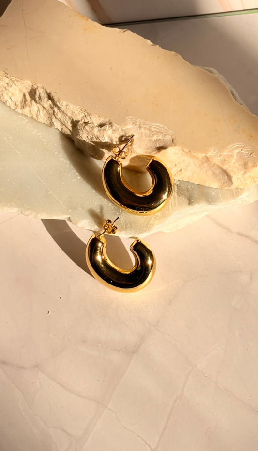 aretes macarron dorado chunky