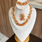 Collar & Aretes piedra hermosas naranja