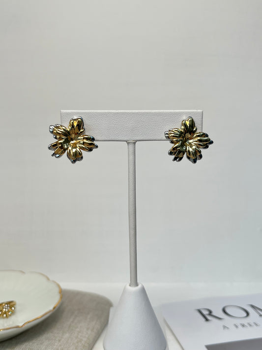 Aretes Flor Mini Bicolor