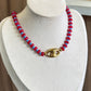 Collar corcho piedras fiusha azul
