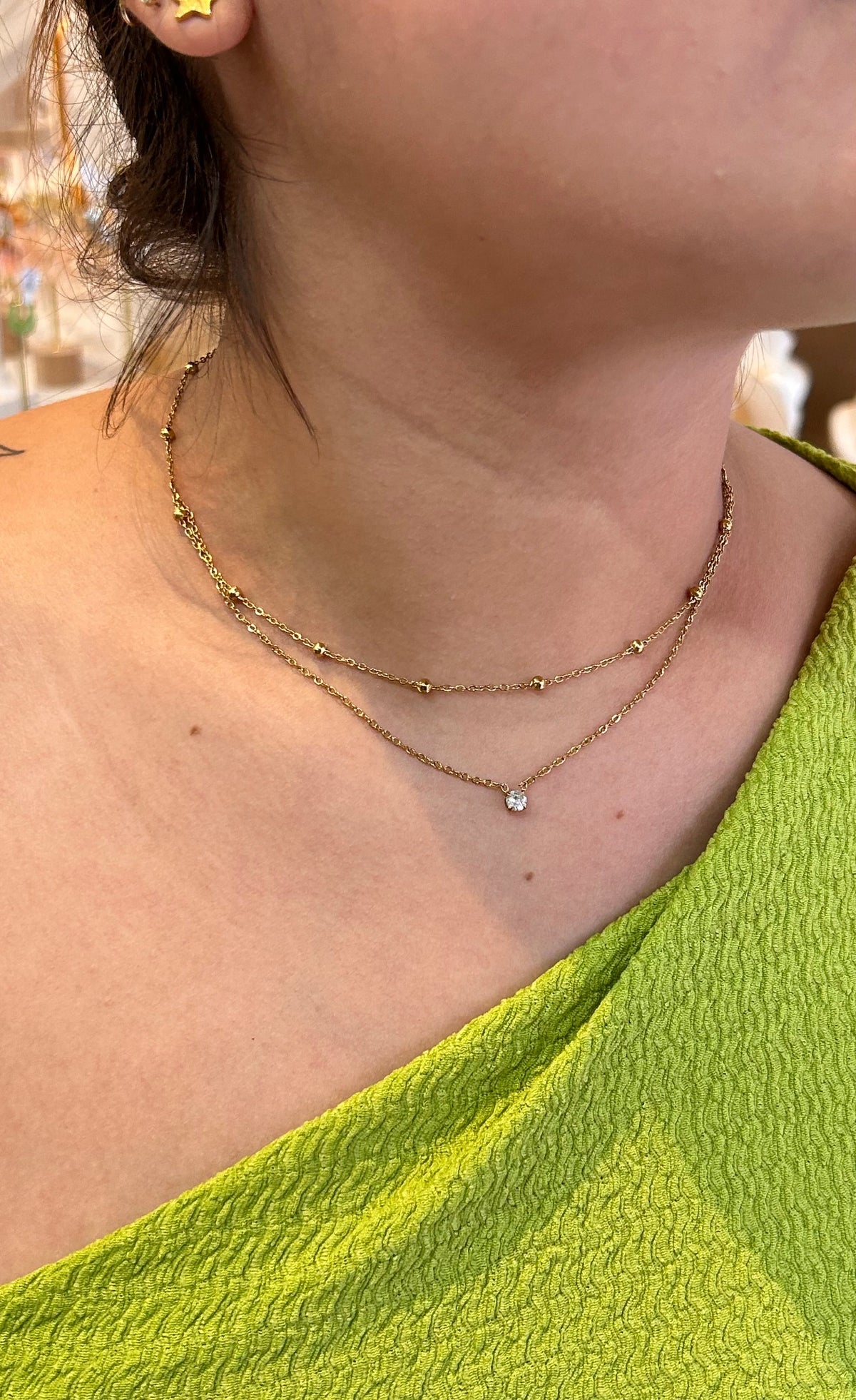 Collar doble dije cristal mini
