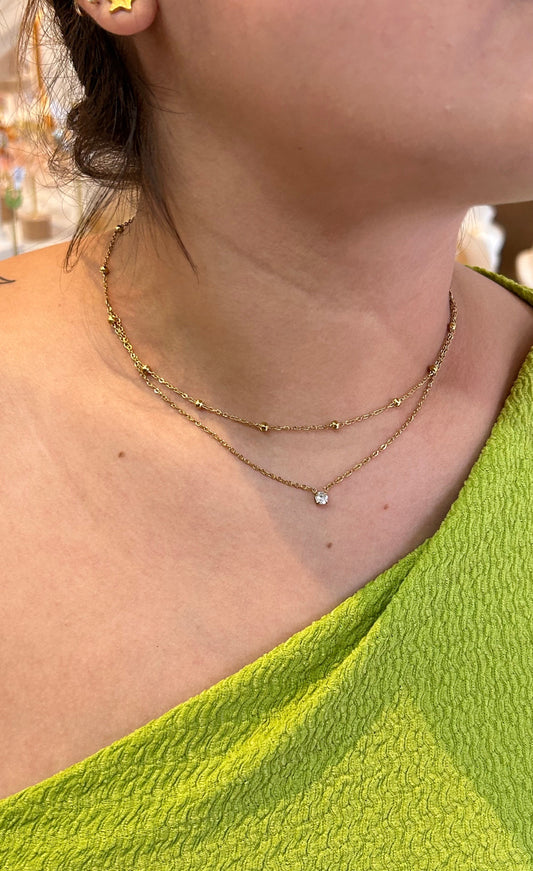 Collar doble dije cristal mini