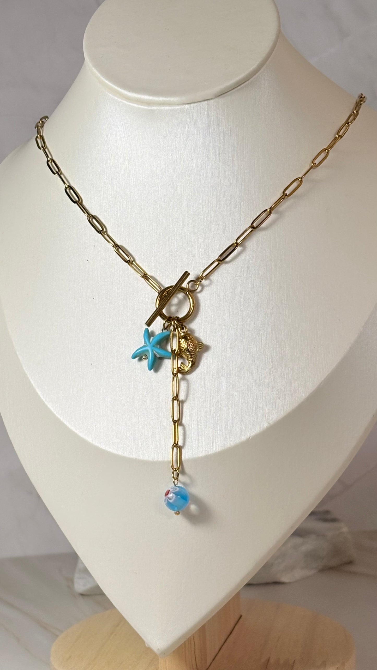 Collar estrella de mar azul chain