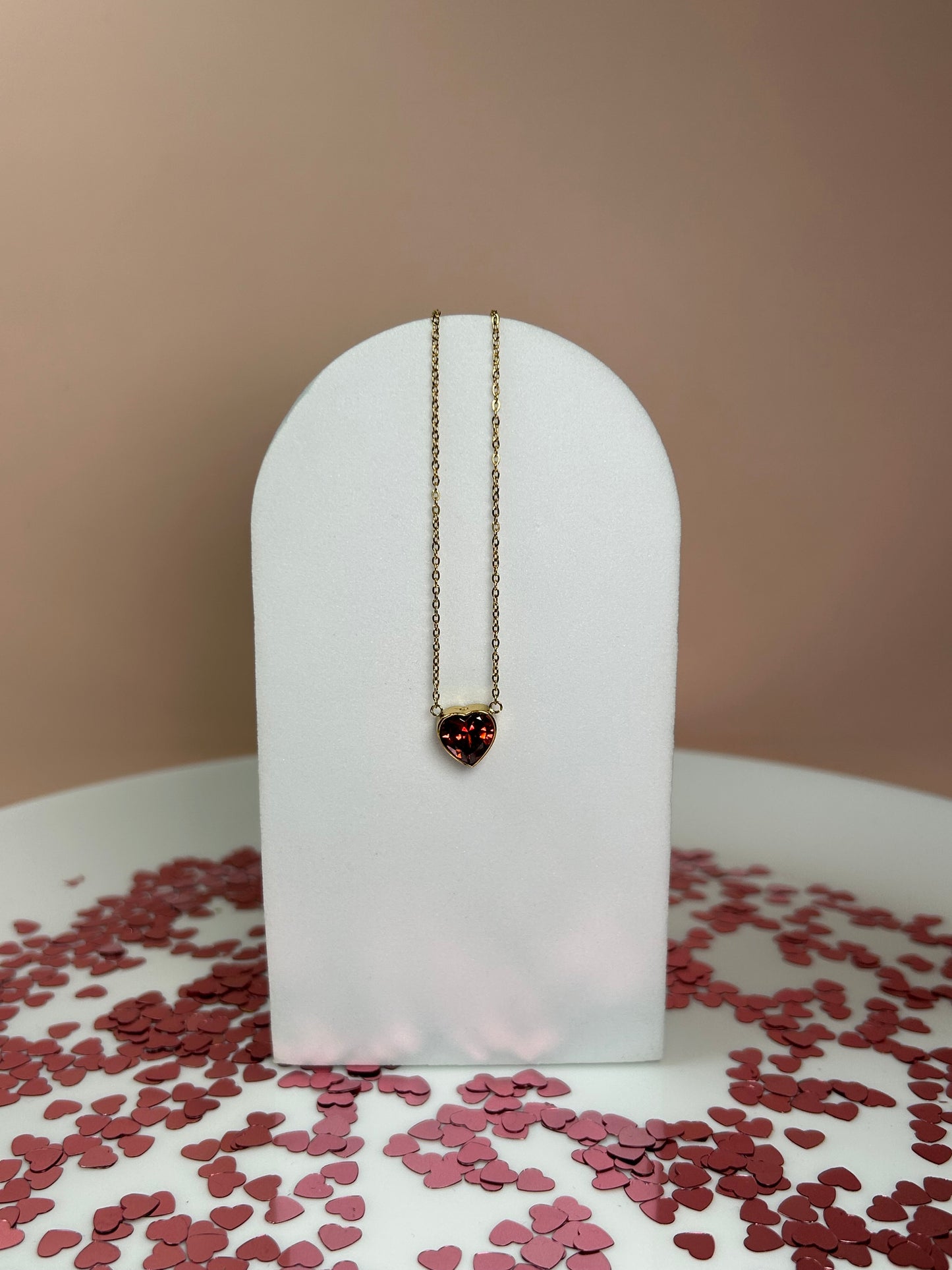 Collar corazón cristal rojo