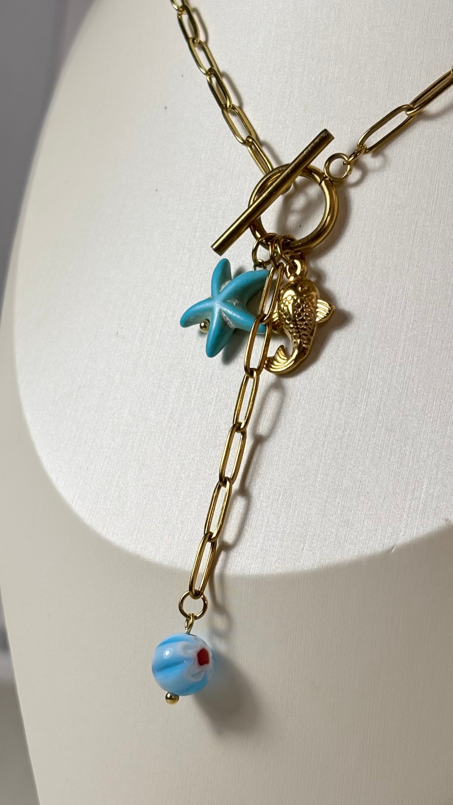 Collar estrella de mar azul chain