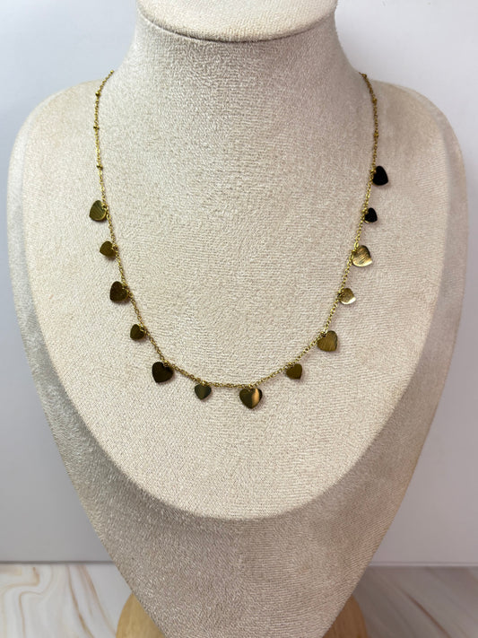 Collar corazónes minis dorado