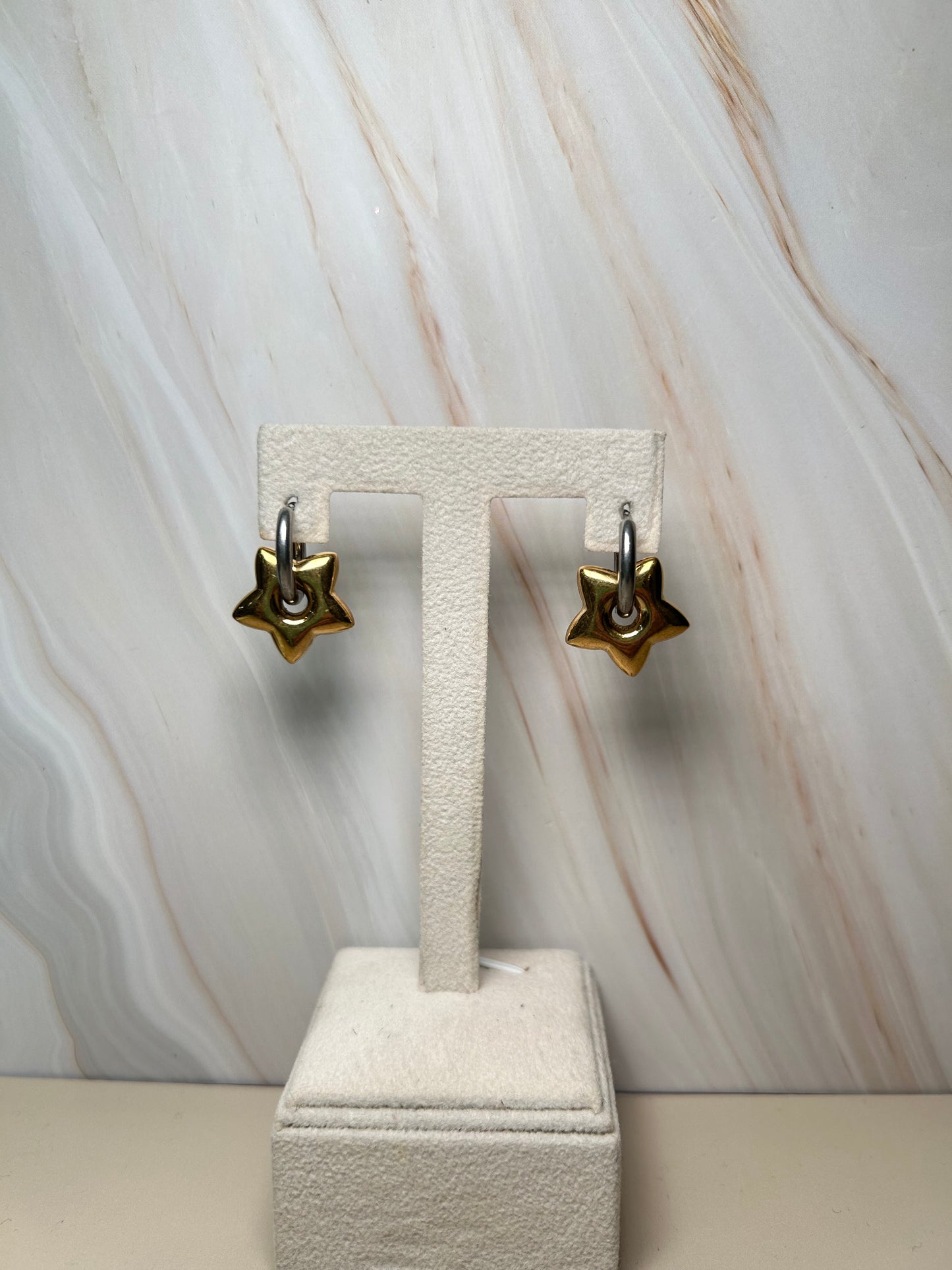 Aretes estrella bicolor