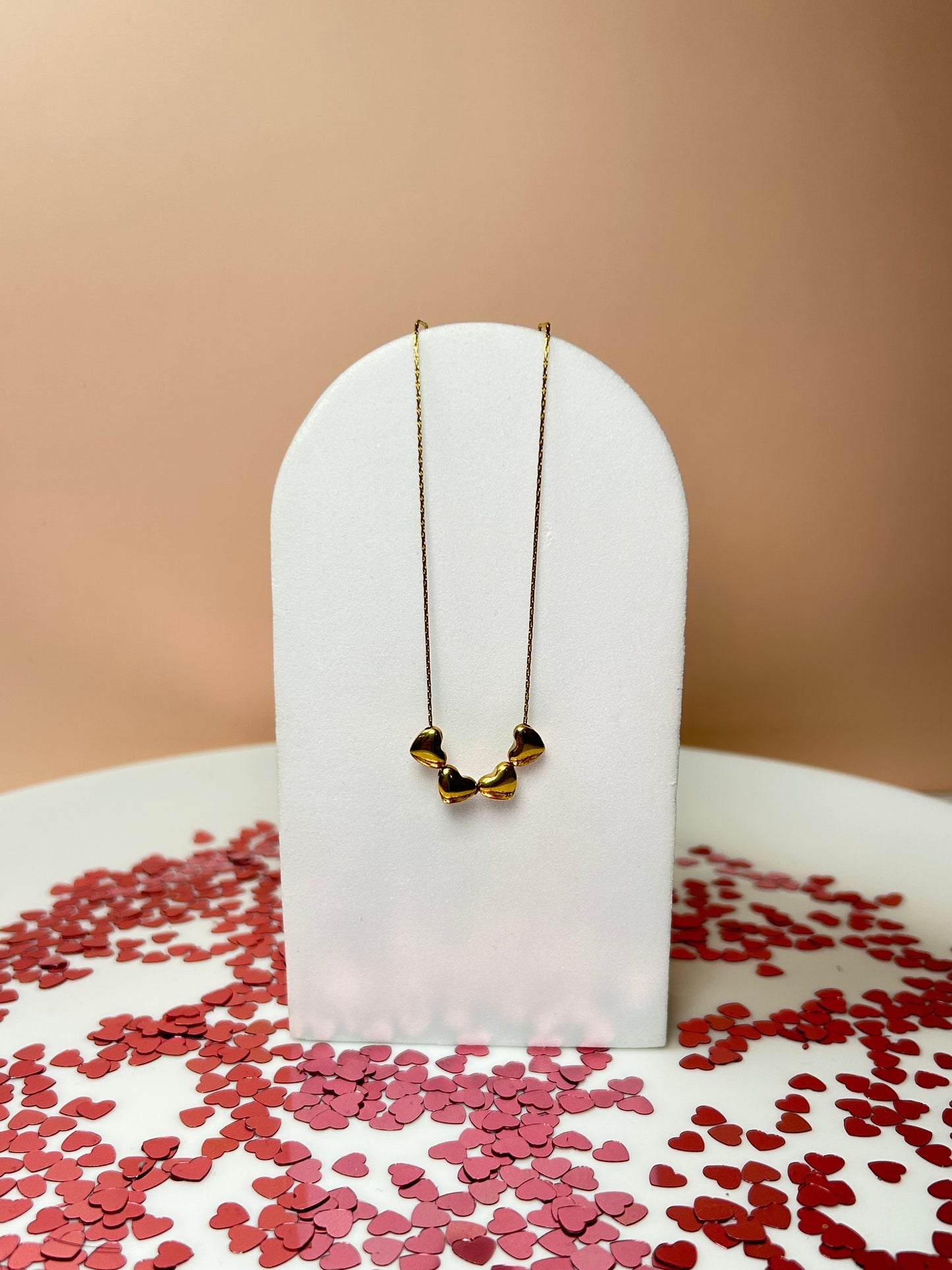 Collar quadruple corazon golden