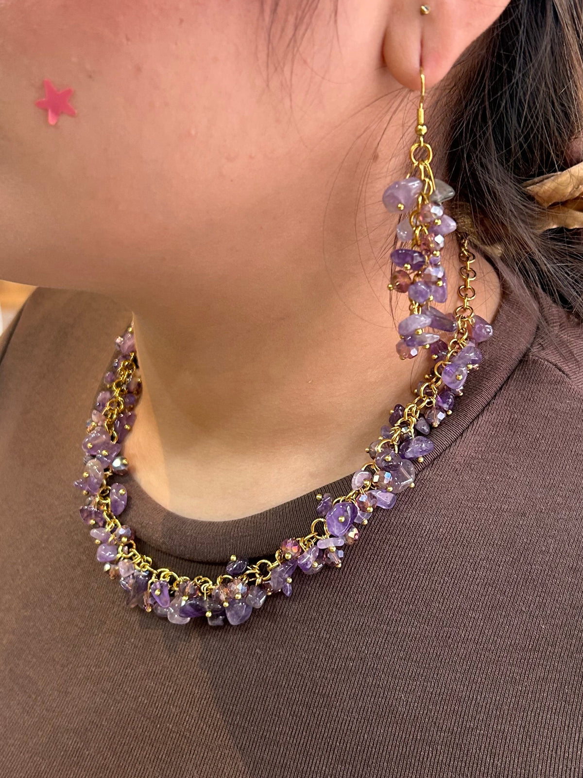 Collar & Aretes piedra hermosas