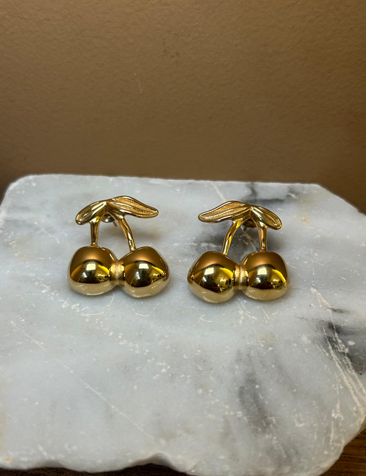 Aretes cereza chunky dorado