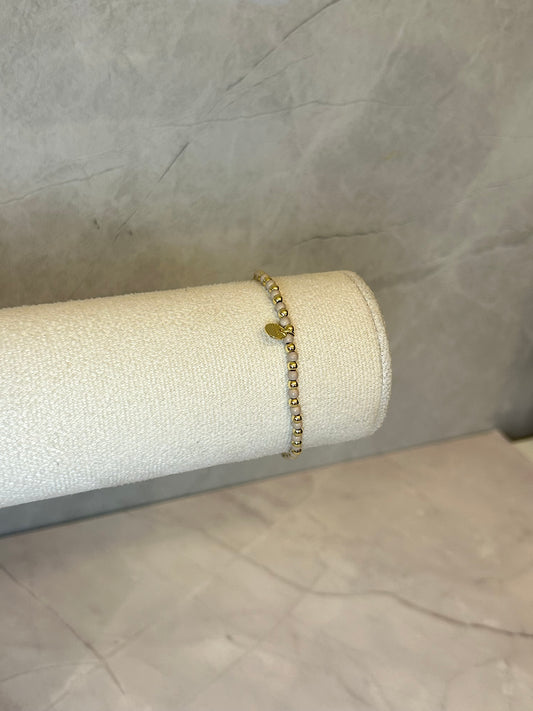 Pulsera bolitas beige