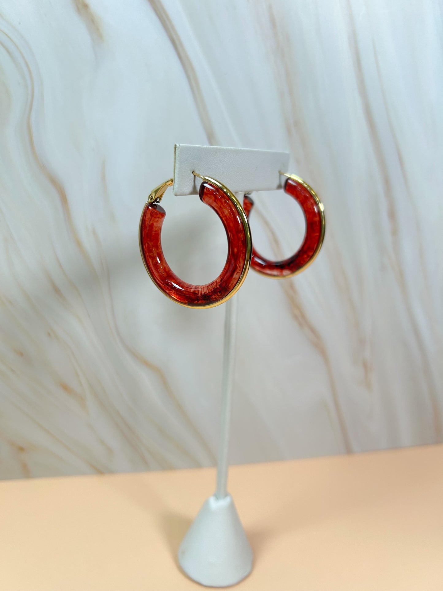 Arracadas mármol rojo