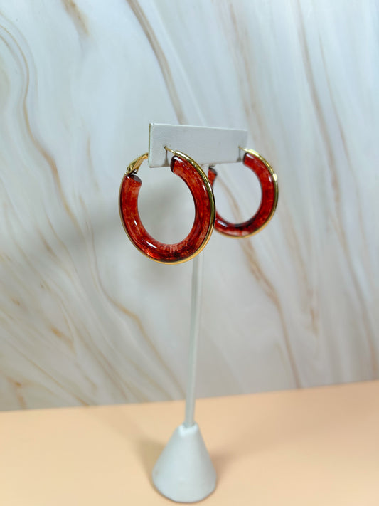 Arracadas mármol rojo