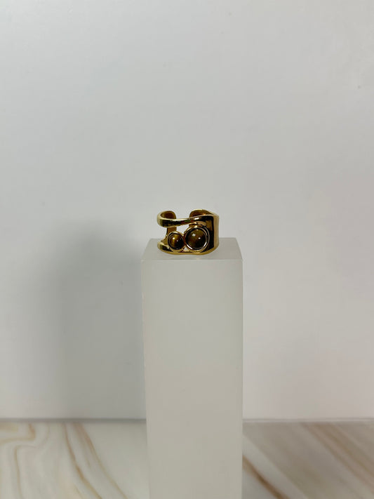 Anillo piedras café