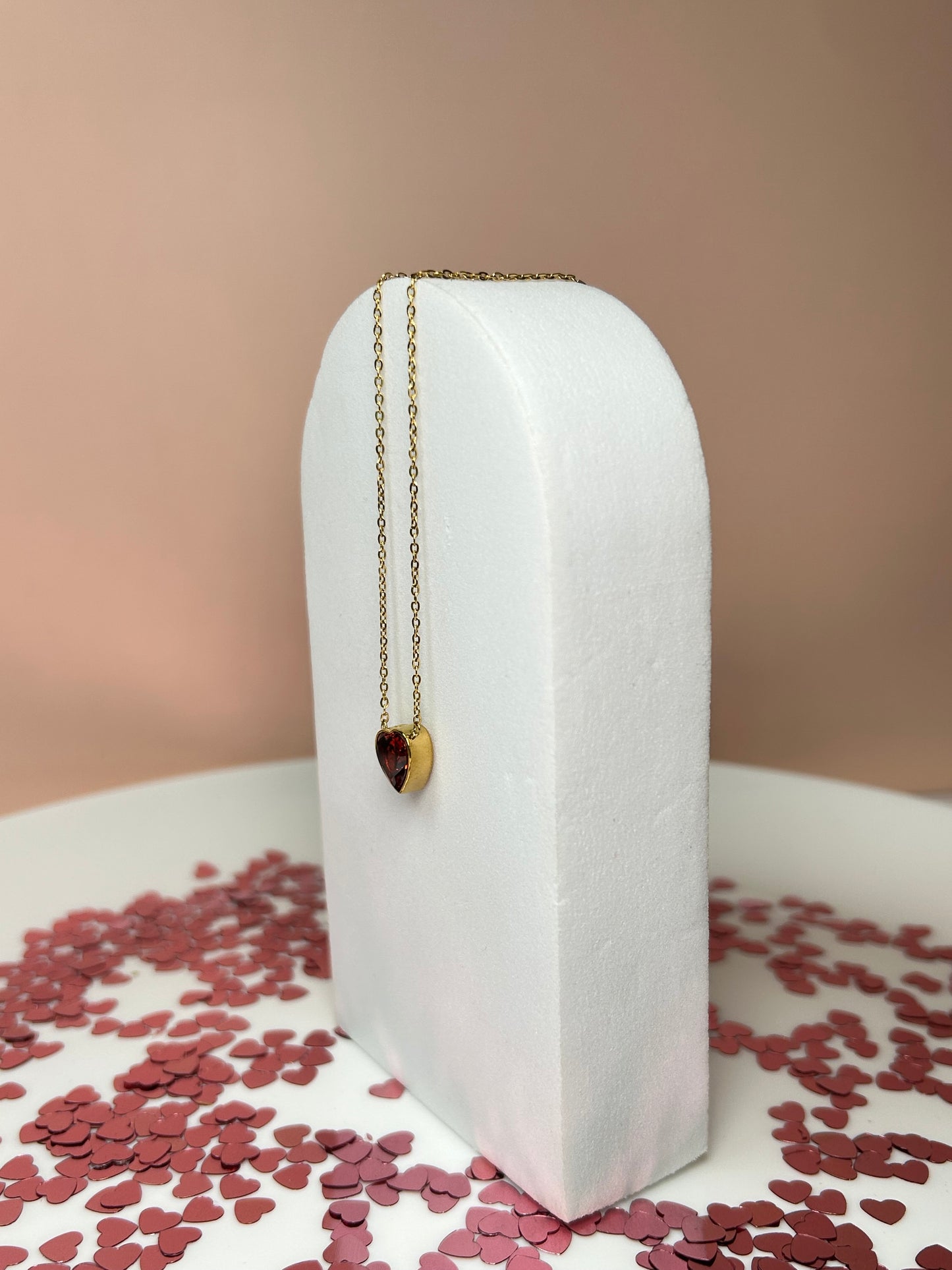 Collar corazón cristal rojo