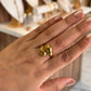 Anillo gota doble clásico dorado
