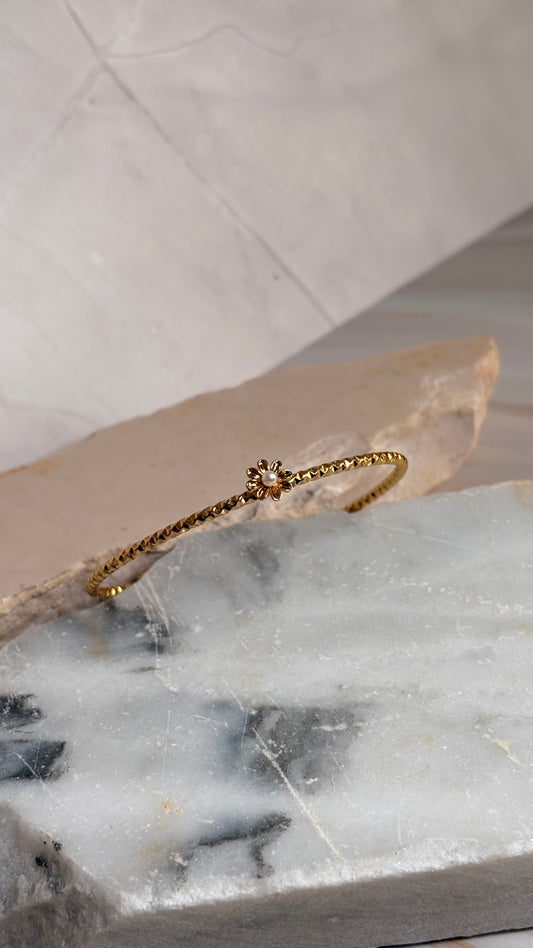 Brazalete mini flor dorado