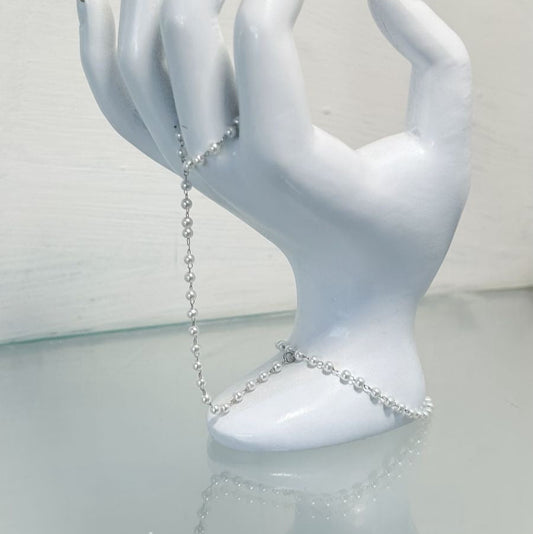 Pulsera & Anillo Perlas Plata