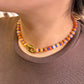 Collar corcho piedras naranja azul