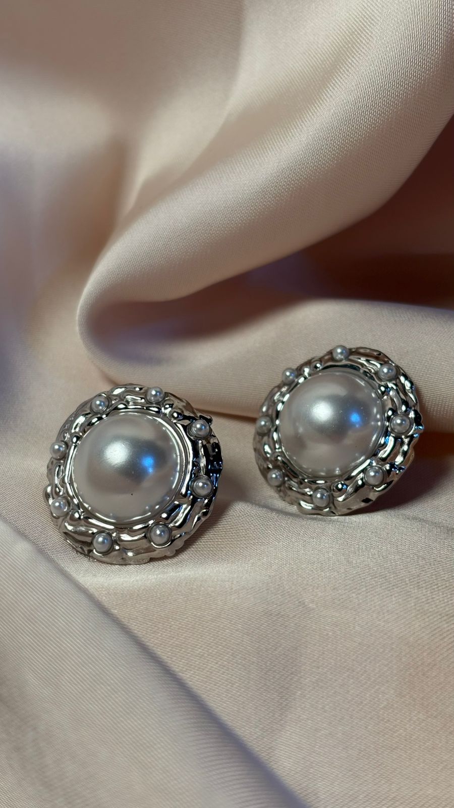 Aretes perla chunky plata
