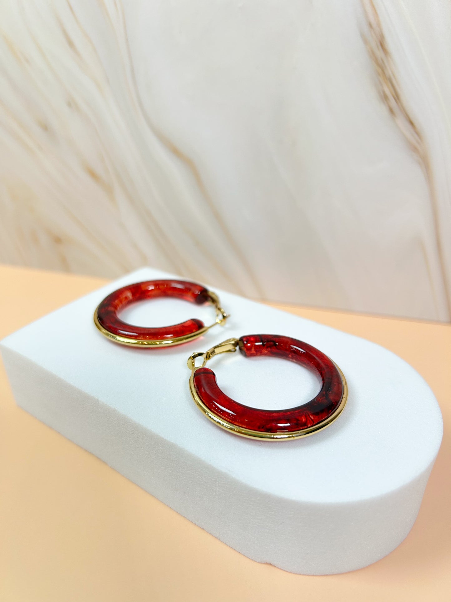 Arracadas mármol rojo