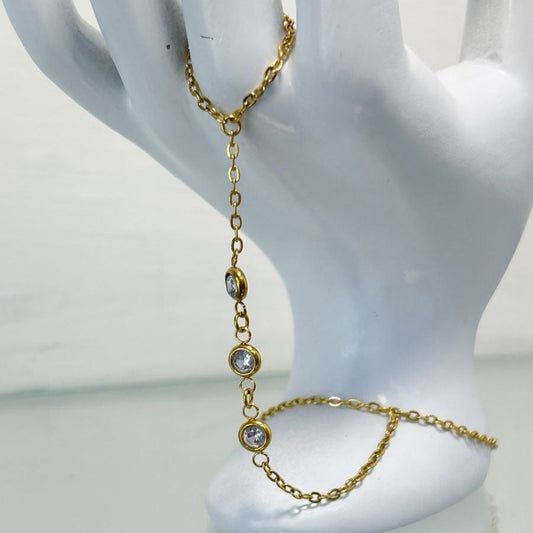 Pulsera & Anillo Diamonds Dorado