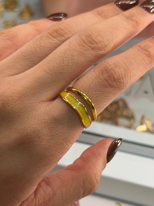 Anillo doble amarillo marbol dorado